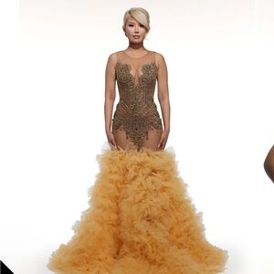 Glamorous Pink Ruffled Prom Dress